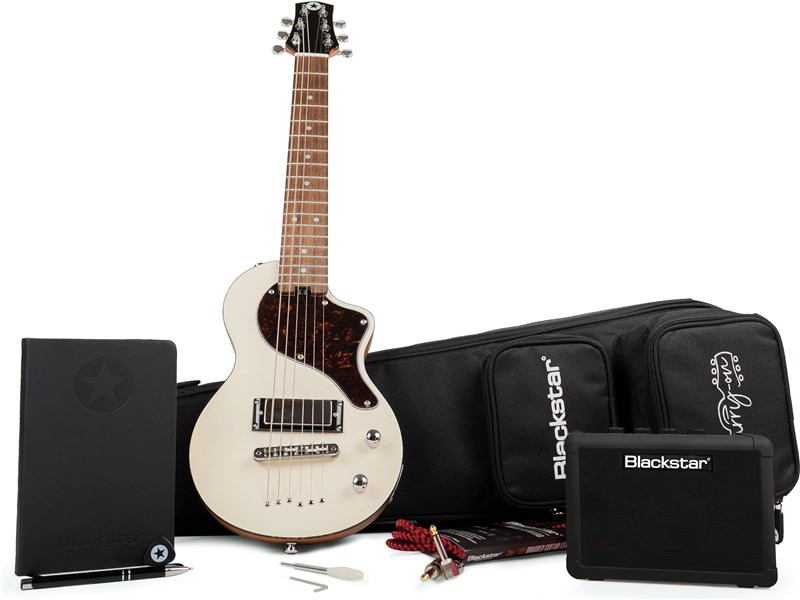 Blackstar Carry-On Deluxe Travel Guitar Pack with Fly 3 Bluetooth, White