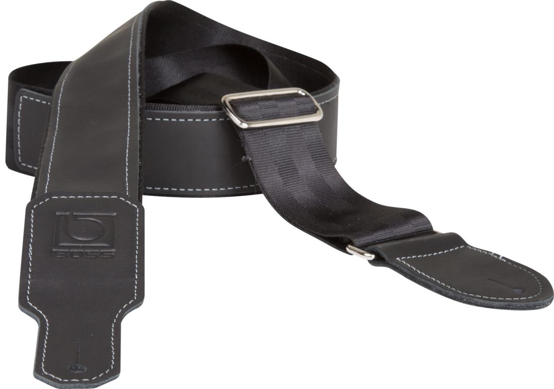 Boss BSH-20 Hybrid Seatbelt Leather Strap, 2in, Black