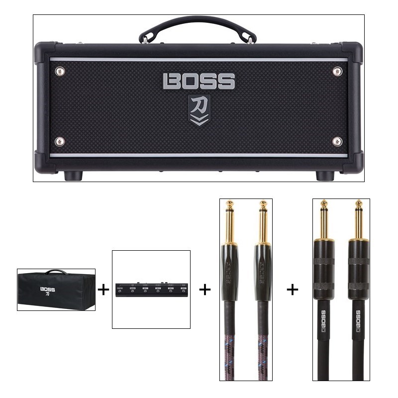 Boss KTN-HEADMKII Katana Head MKII 100W Amp Head Cover + Footswitch Bundle