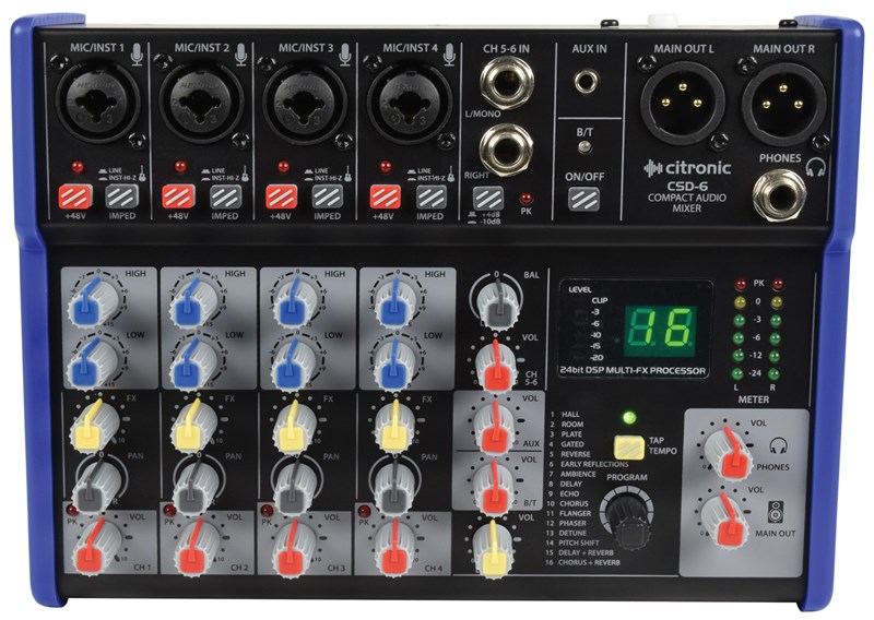 Citronic CSD-6 Compact Mixer with Bluetooth