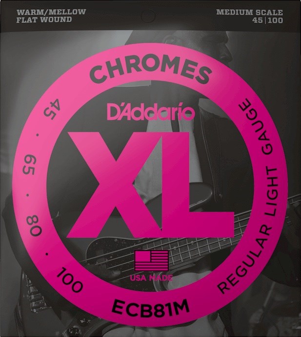 D'Addario ECB81M XL Chromes Bass, Medium Scale, 45-100 Bass Guitar String