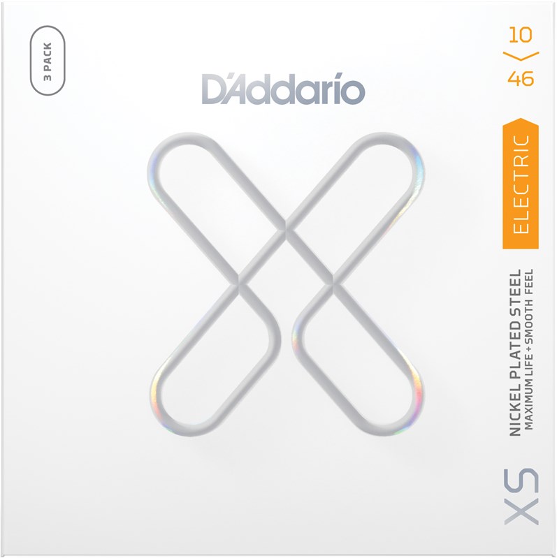 D'Addario XSE1046-3P XS Nickel Coated Electric, Regular Light, 10-46, 3 Pack Electric Guitar String