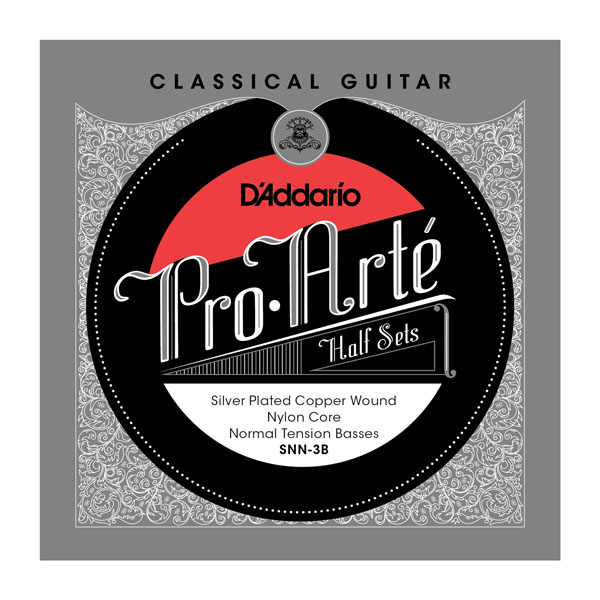 D'Addario SNL-3B Pro-Arte Silver Plated Copper on Nylon Core Bass Half Set (Light Tension) Classical Guitar String