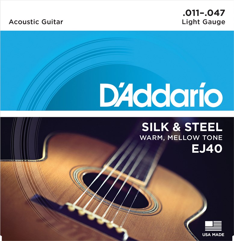 D'Addario EJ40 Silk & Steel Folk Acoustic, Light, 11-47