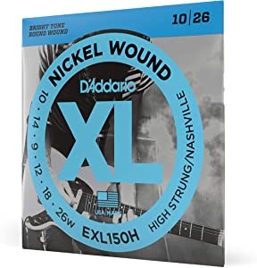 D'Addario EXL150H Nickel Wound Electric High Strung/Nashville, 10-26 Electric Guitar String