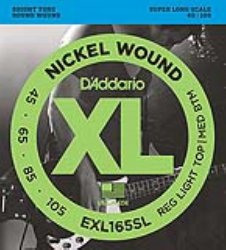 D'Addario EXL165SL Nickel Wound Bass, Custom Light, 45-105, Super Long Scale Bass Guitar String