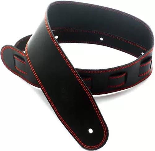 DSL SGE25 Leather Strap with Stitching, Black/Orange