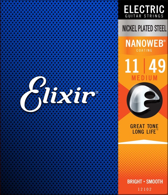 Elixir 12102 Nickel Plated Steel Nanoweb Electric, Medium, 11-49