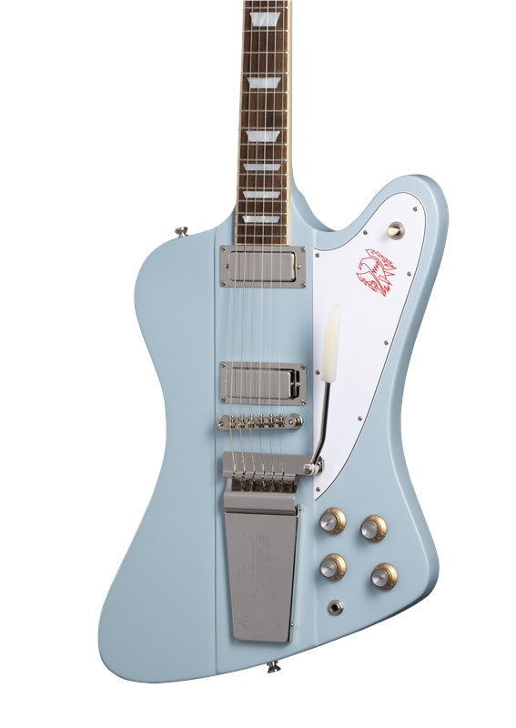 Epiphone Inspired by Gibson 1963 Firebird V Maestro Vibrola, Frost Blue Electric Guitar
