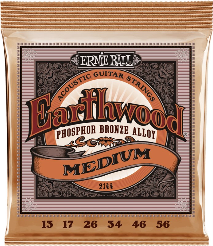 Ernie Ball 2144 Earthwood Phosphor Bronze Acoustic, Medium, 13-56
