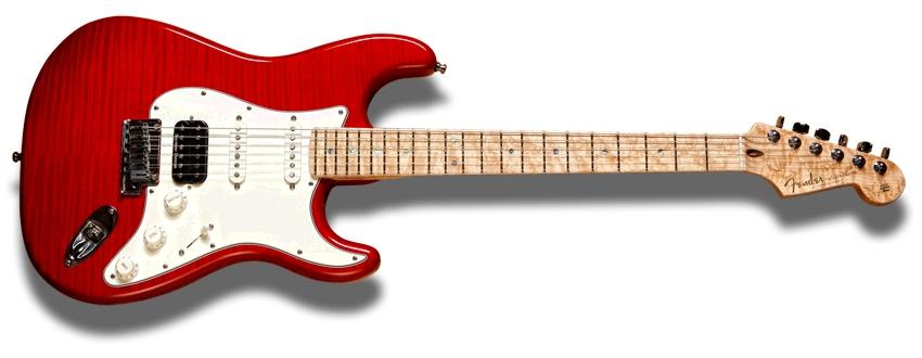 Fender Custom Shop 2011 Custom Deluxe Stratocaster with Flame Maple Top  (Candy Red, Maple)