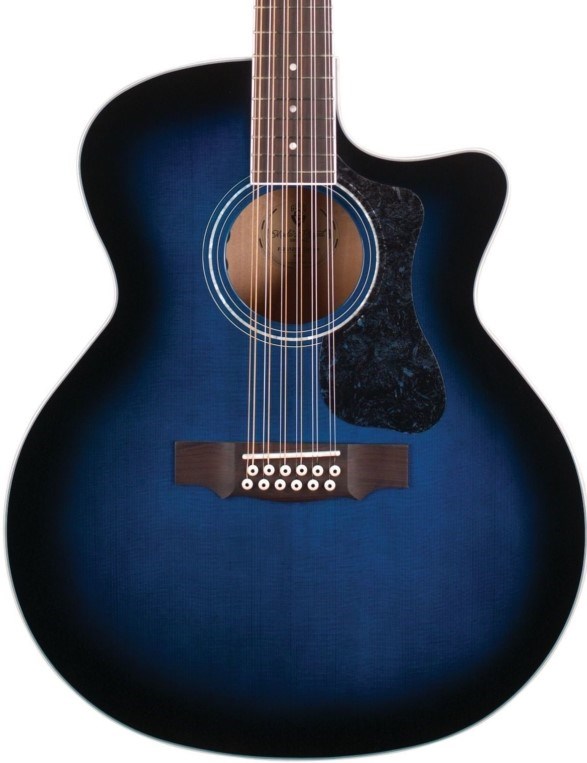 Guild F-2512CE Deluxe 12 String Jumbo Electro Acoustic, Flamed Maple, Dark Blue Burst