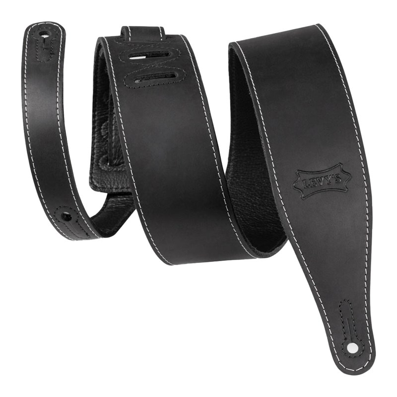 Levys Levy's Like Butter Leather 2 1/2" - Distressed Black Guitar Strap
