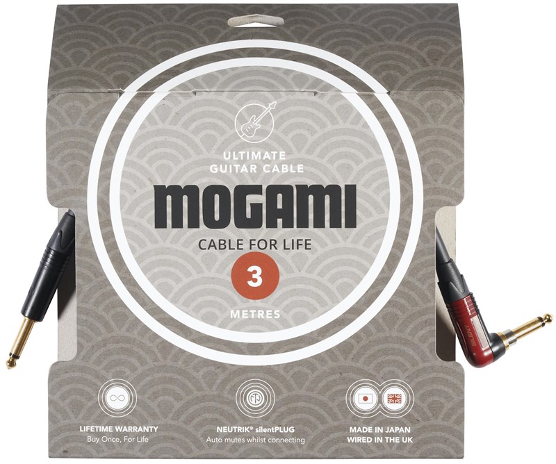 Mogami 3368 Ultimate Instrument Straight to Angled Cable, 3m