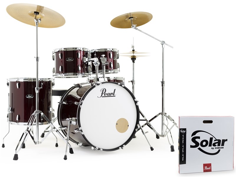 Pearl RS525 Roadshow Fusion 22, with Sabian Cymbals, Red Wine