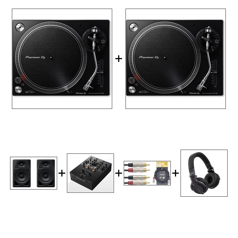 Pioneer DJ PLX-500 Direct Drive Turntable and Mixer Bundle