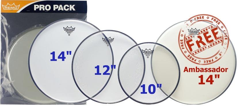 Remo PP-0240-BE Emperor Clear ProPack Plus 14in Ambassador, Fusion Drum Head