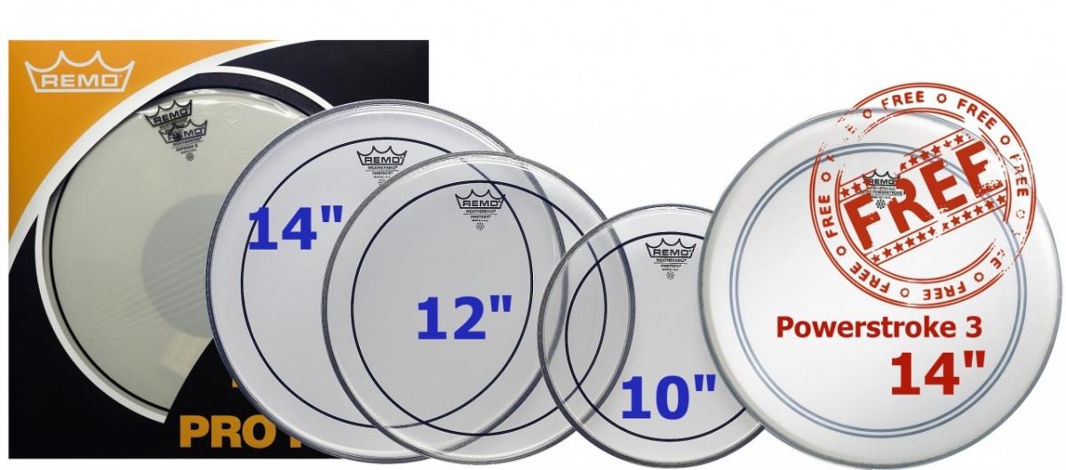 Remo PP-0310-PS Pinstripe Clear ProPack Plus 14in Powerstroke 3, Fusion Drum Head