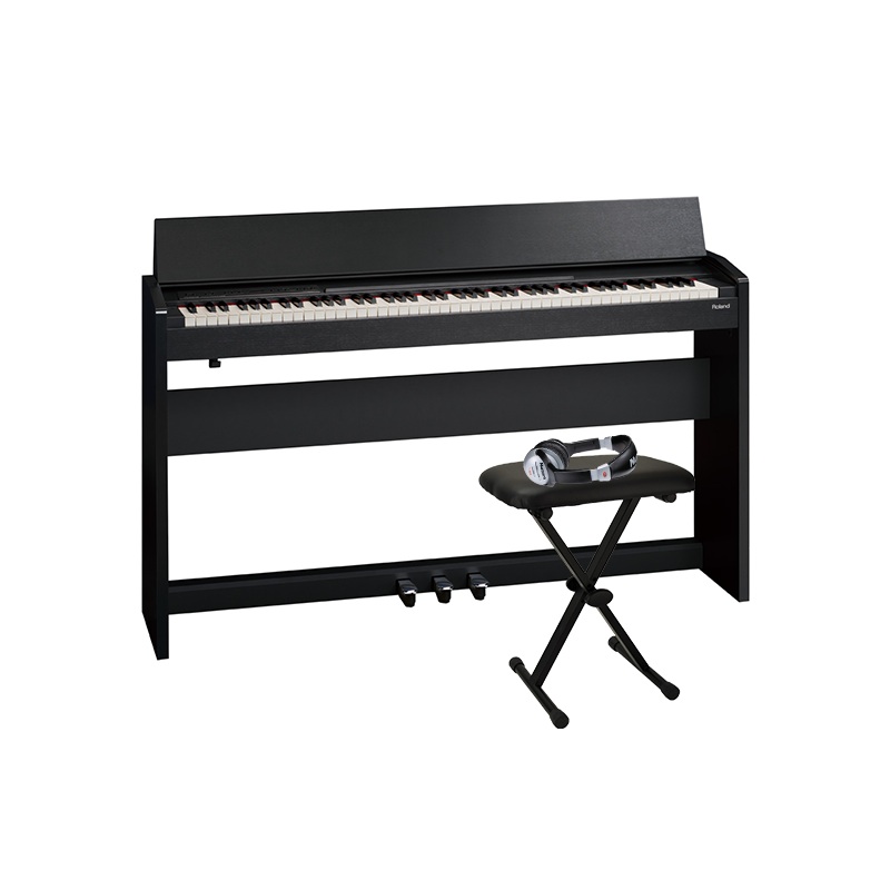 Skepticism assistant Grit Roland F130R Digital Piano (Black) with Keyboard Bench and Headphones