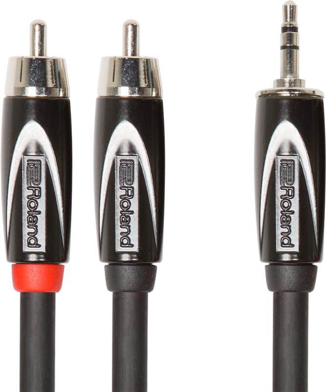 Roland RCC-10-352RV2 Black Stereo Mini Jack to Dual RCA Cable, 10ft/3m