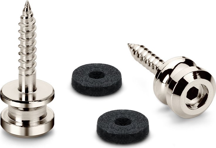 Schaller 24030100 S-Lock End Pin with Screw, Medium, Nickel, 2 Pack