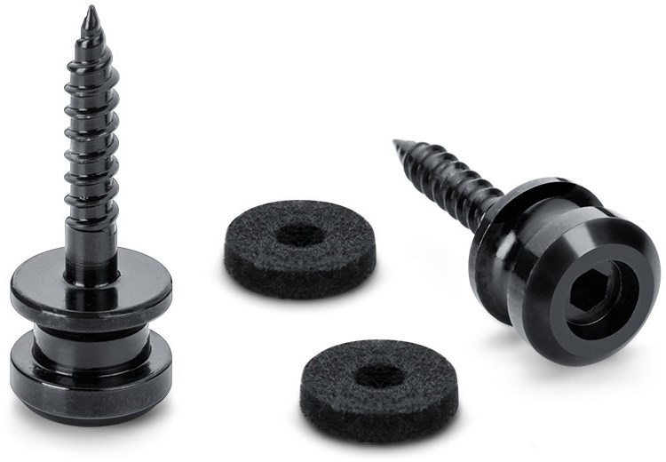Schaller 24030400 S-Lock End Pin with Screw, Medium, Black Chrome, 2 Pack