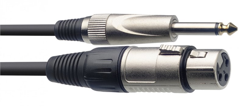 Stagg SMC6XP Female XLR to Mono Jack Cable 6m/20ft, Black Microphone Lead