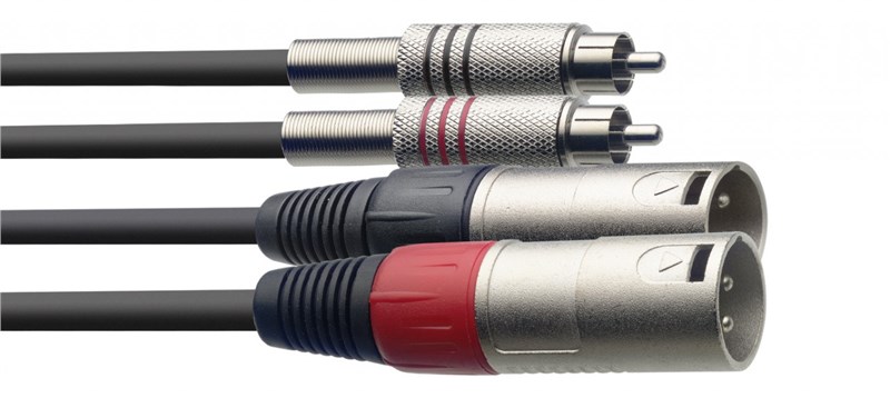 Stagg STC3CMXM Twin Phono to Male XLR, 3m/10ft Cable