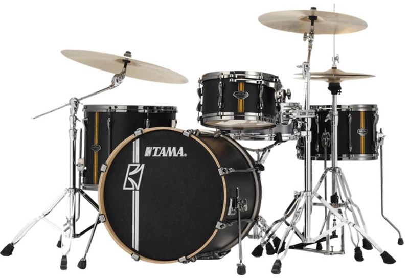 Tama ML40HZBN2 Superstar HyperDrive Maple 4 Piece Shell Pack, Flat Black  Vertical Stripe