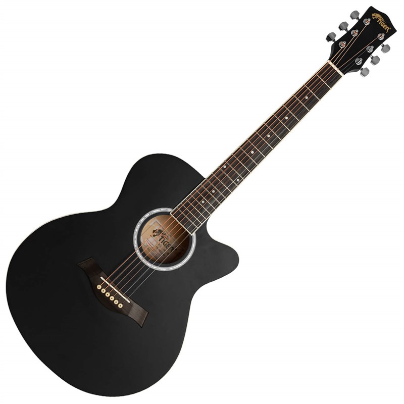 Tiger ACG1 Acoustic Guitar for Beginners 3/4 Size, Matte Charcoal Black