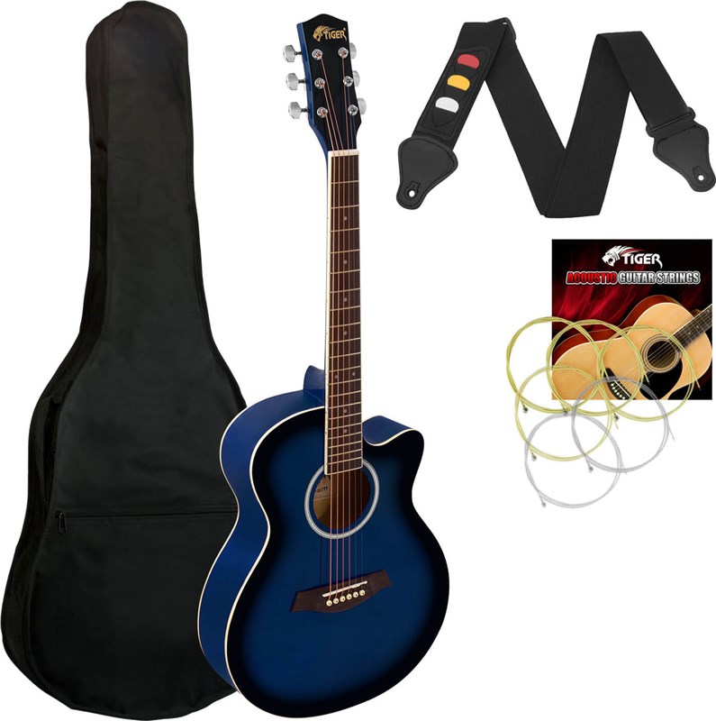 Tiger ACG1 Small Body Acoustic Guitar for Beginners, Blue
