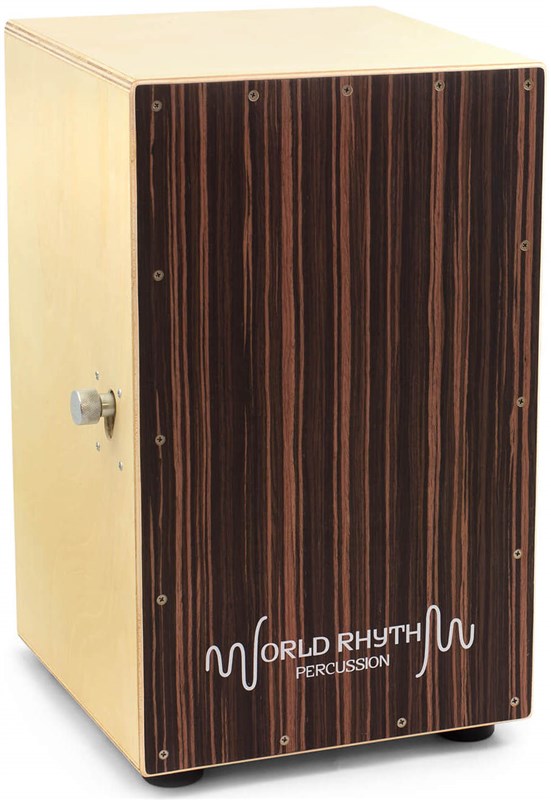 World Rhythm CAJ2-BK Full-Size Cajon with Adjustable Snare, Padded Gig Bag and Cushion, Black