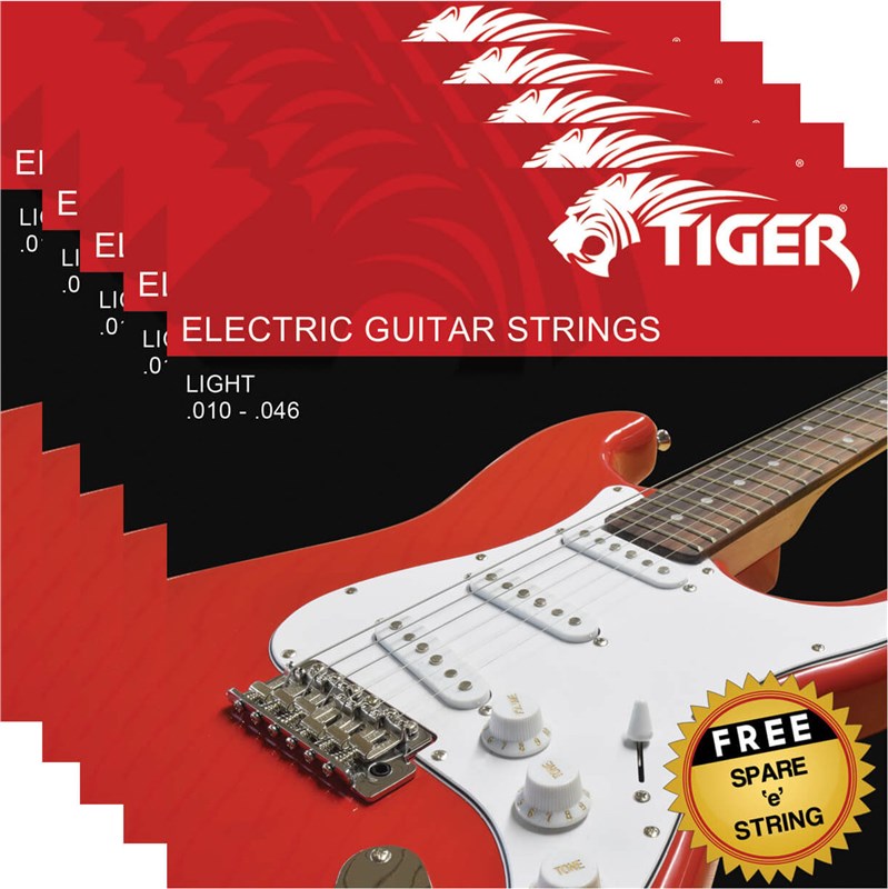 Tiger Electric Guitar Strings Light 10 46 5 Pack GAK