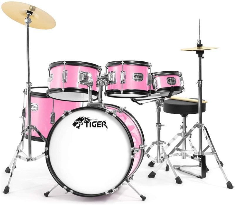 Tiger JDS14 5 Piece Junior Drum Kit, Ages 3-10 Years, Pink
