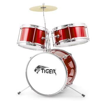 Tiger MDR7-RD Junior Drum Kit 3 Piece Beginners, Red
