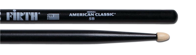 Vic Firth American Classic 5B Wood Tip Drumsticks, Black