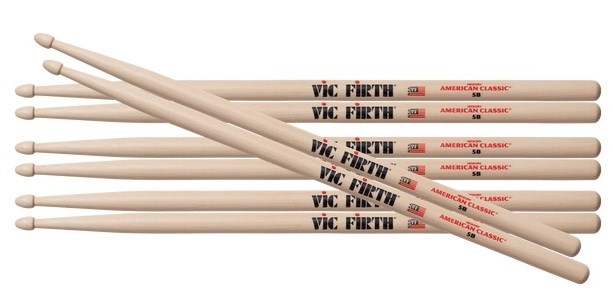 Vic Firth American Classic 5B Wood Tip Drumsticks, Value Pack