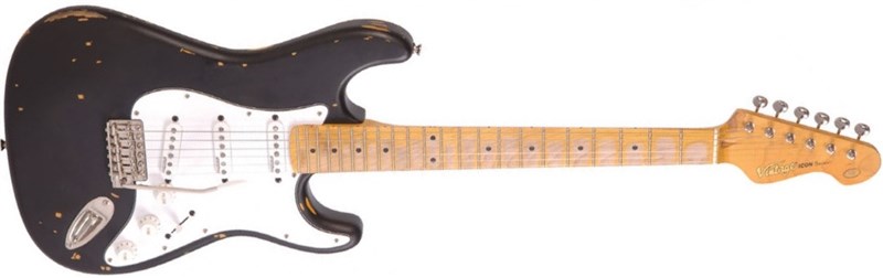 Vintage V6MR Icon, Distressed Black Electric Guitar