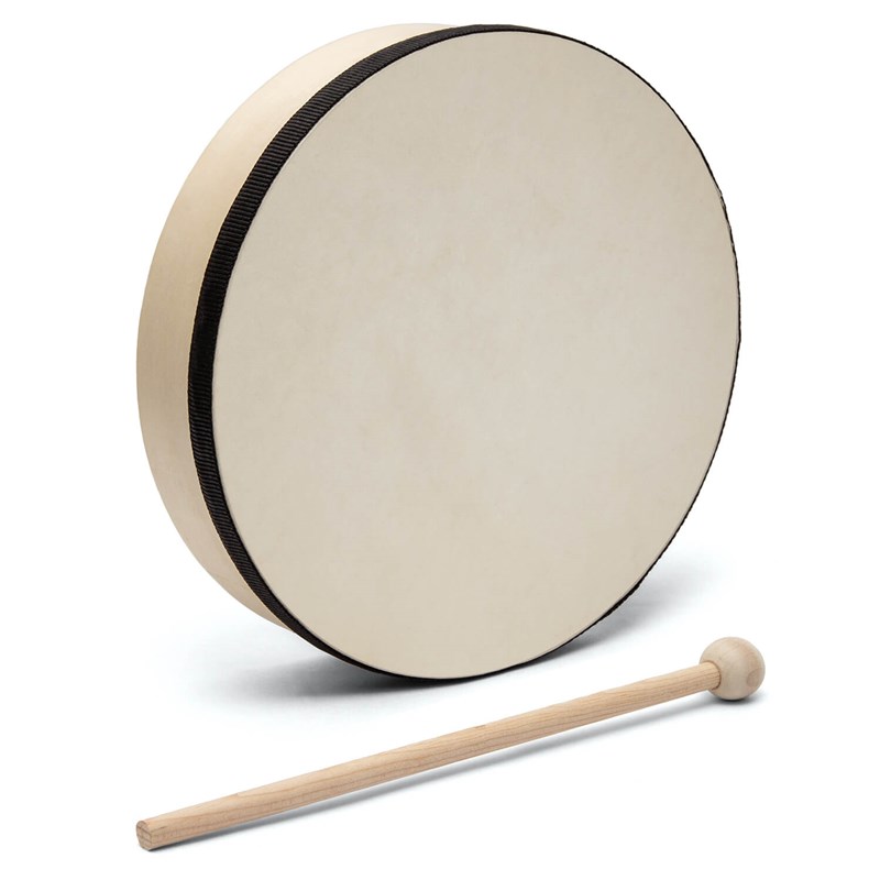 World Rhythm 6in Hand Drum with Beater, Black Band