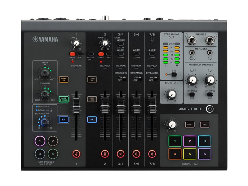 Yamaha AG08 Live Streaming Mixer, Black